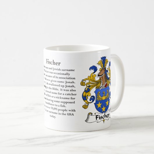 Fischer (マグドイツの)家族の紋章付き外衣 コーヒーマグカップ (正面右)