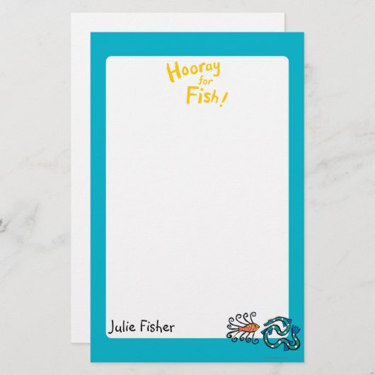 Fishカラフルフレン図解入りの、写真付きのズ 便箋 (正面/裏面)