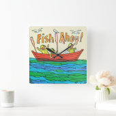 Fish Ahoy! スクエア壁時計 (ホーム)