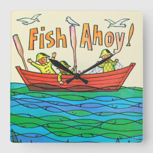 Fish Ahoy! スクエア壁時計
