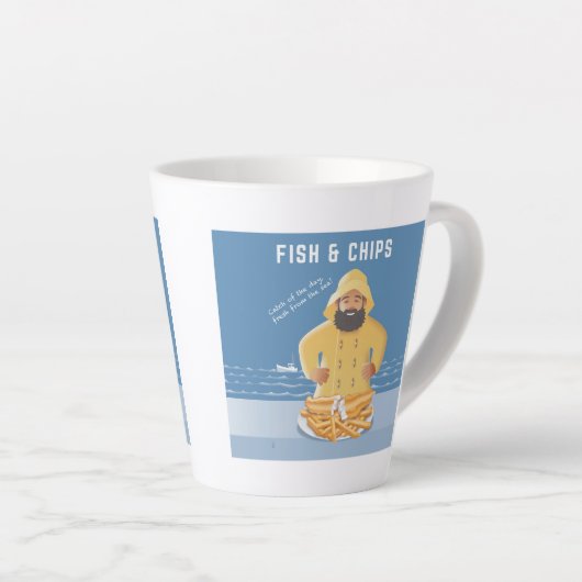 Fish and Chips カフェラテマグ (右アングル)