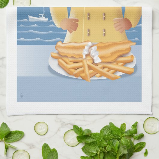 Fish and Chips キッチンタオル (折り畳み)