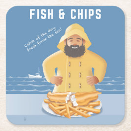 Fish and Chips スクエアペーパーコースター