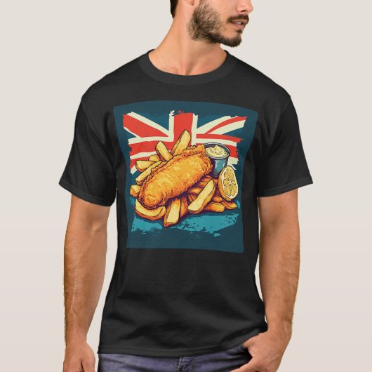 Fish and Chips Lover Classic British Food Tシャツ (正面)