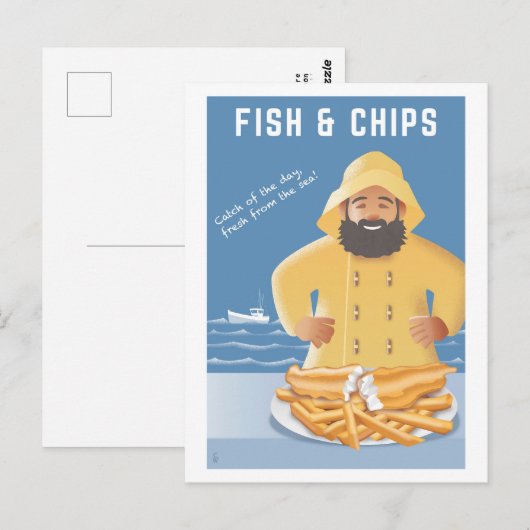 Fish and Chips postcard ポストカード (正面/裏面)