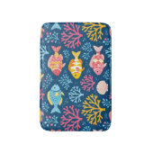 Fish and coral nautical blue バスマット (正面縦)