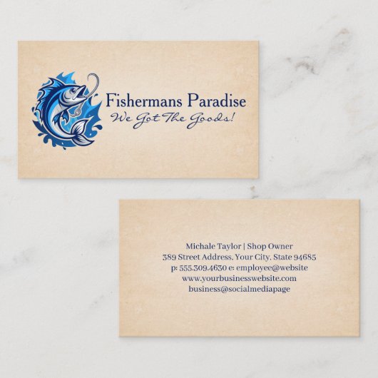 Fish and Hook in the Water | Sporting Goods 名刺 (正面/裏面)