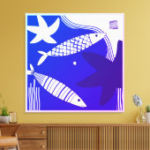 Fish and Star Fish Canvas Wall Art キャンバスプリント (インサイチュ (リビング))