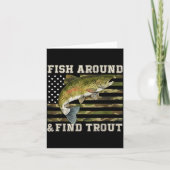 Fish Around And Find Trout American Flag Funny Fis カード (正面)