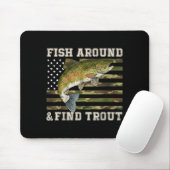 Fish Around And Find Trout American Flag Funny Fis マウスパッド (マウス)
