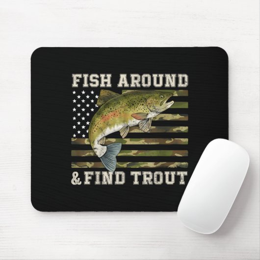 Fish Around And Find Trout American Flag Funny Fis マウスパッド (マウス)