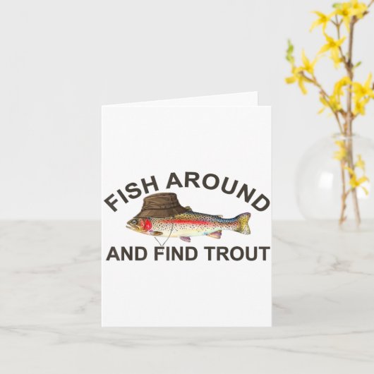 Fish Around Find Trout, Funny Fisherman Fishing Jo カード (黄色い花)