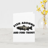 Fish Around Find Trout, Funny Fisherman Fishing Jo カード (黄色い花)