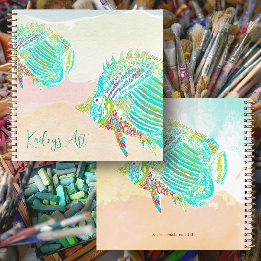 Fish Artist Coastal Custom Spiral Notebook ノートブック