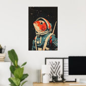 Fish Astronaut Poster, Fish Retro Print, Fish ポスター (ホームオフィス)