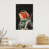 Fish Astronaut Poster, Fish Retro Print, Fish ポスター (キッチン)