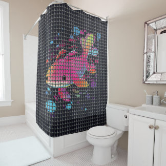 Fish Behind Net Illustration シャワーカーテン