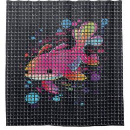 Fish Behind Net Illustration シャワーカーテン