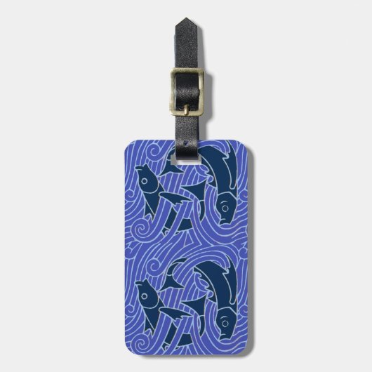 Fish Bold Swimming Ocean Blue Fishing ラゲッジタグ (正面縦)