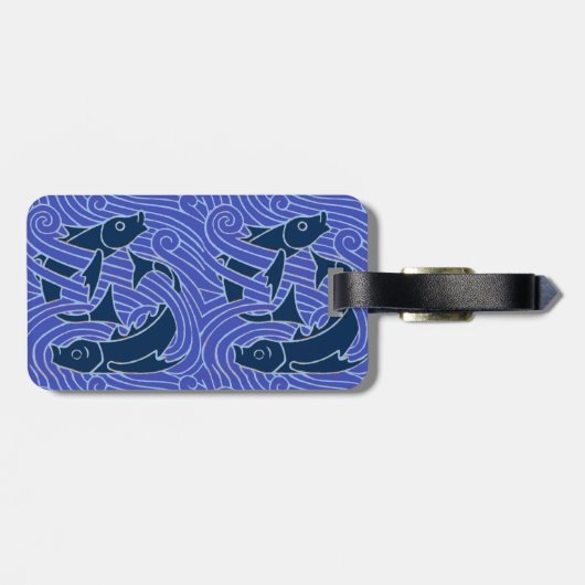 Fish Bold Swimming Ocean Blue Fishing ラゲッジタグ (裏面横)