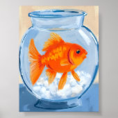 Fish Bowl | Goldfish Watercolor Painted ポスター (正面)