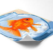 Fish Bowl | Goldfish Watercolor Painted ポスター (角)
