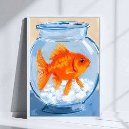 Fish Bowl | Goldfish Watercolor Painted ポスター
