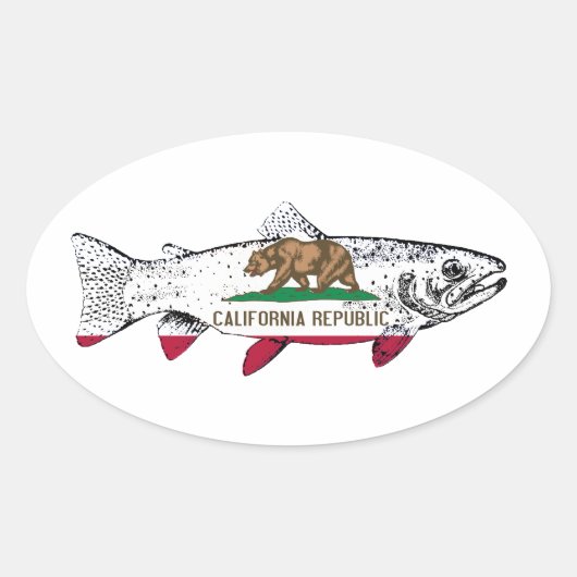 Fish California Trout 楕円形シール (正面)