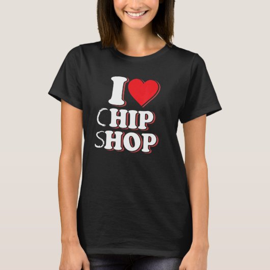 Fish & Chips  Seaside I Love Chip Shop  Hip Hop Tシャツ (正面)