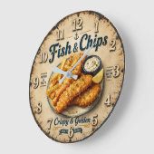 Fish & Chips Vintage Kitchen ラージ壁時計 (傾斜)