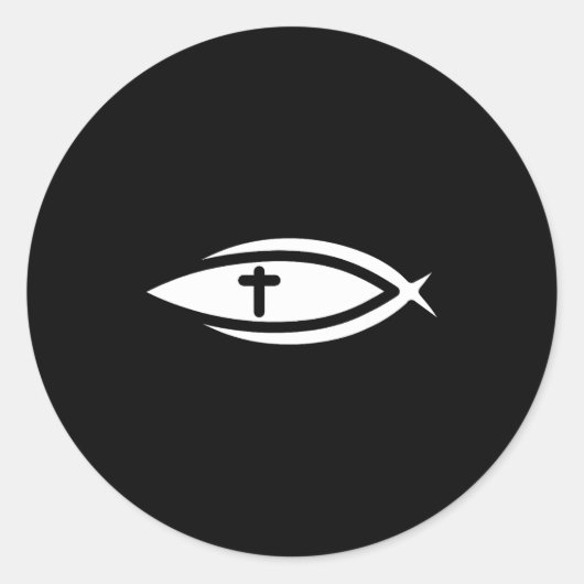Fish Cross Jesus Christian Prayers Mens Womens  ラウンドシール (正面)