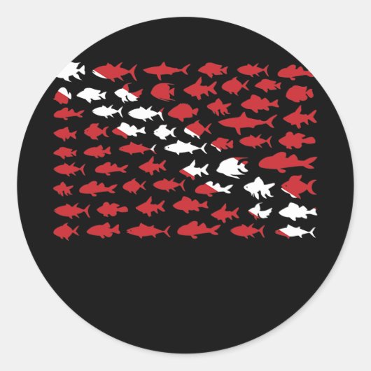 Fish Dive for Scuba Diver Fish lover  ラウンドシール (正面)