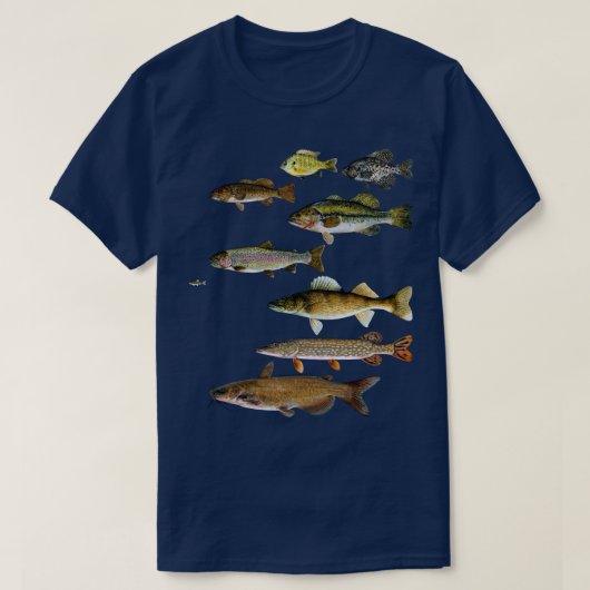 Fish Fishing Walleye Crappie Sunfish Trout Bass Tシャツ (デザイン正面)
