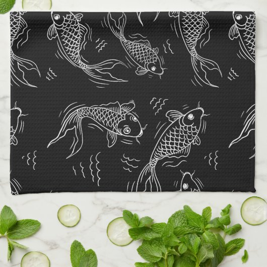 fish fishmonger seafood caviar cuts キッチンタオル (折り畳み)