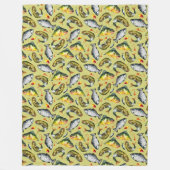 Fish Floats Hooks Angler Watercolor Sports Fishing フリースブランケット (正面)