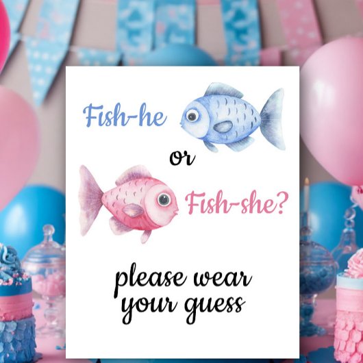 Fish Gender Reveal - Please wear your guess ポスター