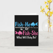Fish-he Or Fish-she Gender Reveal Baby  カード (黄色い花)