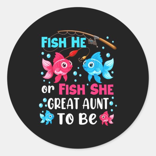 Fish He Or Fish She Gender Reveal Family Great Aun ラウンドシール (正面)