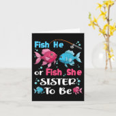 Fish He Or Fish She Gender Reveal Family Matching  カード (黄色い花)
