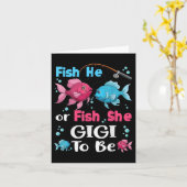 Fish He Or Fish She Gender Reveal Family Matching  カード (黄色い花)