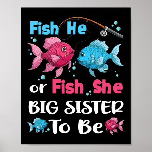 Fish He Or Fish She Gender Reveal Family Matching ポスター (正面)