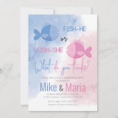 Fish-he or Fish-she gender reveal invitation 招待状 (正面)