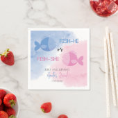 Fish-he or Fish-she gender reveal napkins スタンダードカクテルナプキン (インサイチュ)