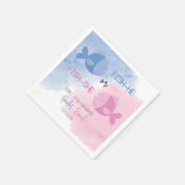 Fish-he or Fish-she gender reveal napkins スタンダードカクテルナプキン (角)