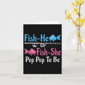 Fish-he Or Fish-she Pop Pop To Be Gender Reveal Ba カード (黄色い花)