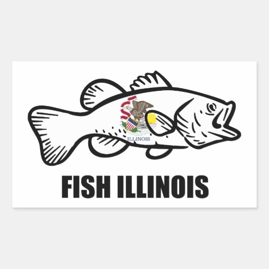 Fish Illinois Bass 長方形シール (正面)