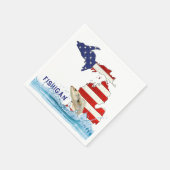 Fish In Water and USA Flag Michigan スタンダードカクテルナプキン (角)