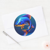 Fish Logo Sticker | Cute & Minimal Aquatic Design ラウンドシール (封筒)