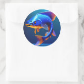 Fish Logo Sticker | Cute & Minimal Aquatic Design ラウンドシール (バッグ)