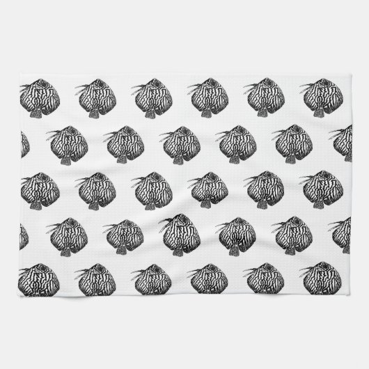 Fish Monochrome Tea Towel キッチンタオル (横)
